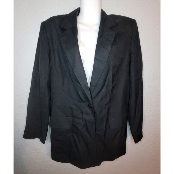 Talbots Size 12 Womens Black Blazer Jacket Italian Fabric Work Career Business - Picture 2 of 11